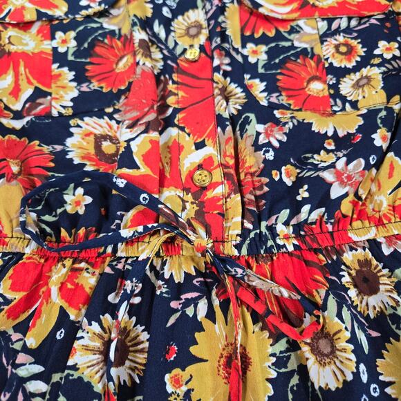 Speed Control NY Wom LG Fall Floral Multicolor Shirt Dress Groovy Retro 70s Boho - Picture 8 of 15